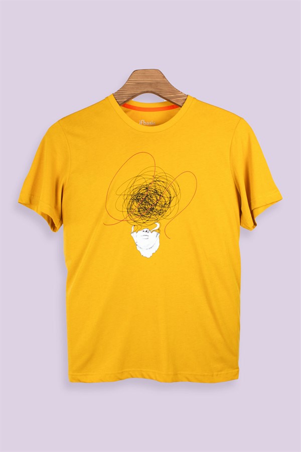 Basic Sarı Erkek T-Shirt Overthinking