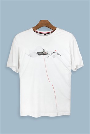 Basic Beyaz Erkek T-Shirt Fisherman