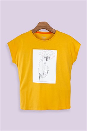 Basic Sarı Kadın T-Shirt Body