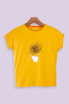 Basic Sarı Kadın T-Shirt Overthinking